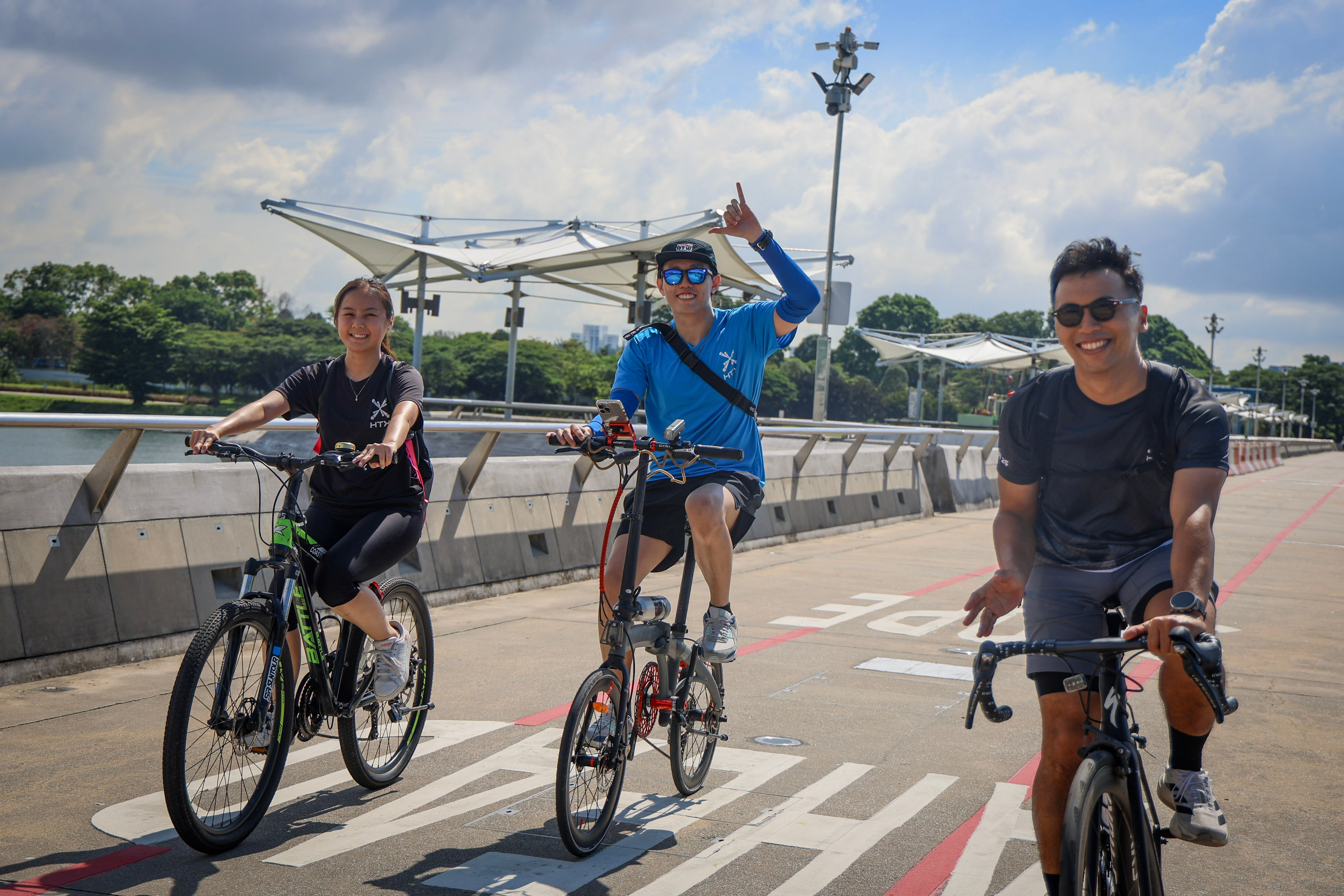 Group of people with bikes.