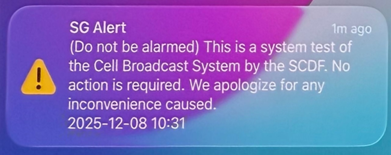 SG Alert notification.